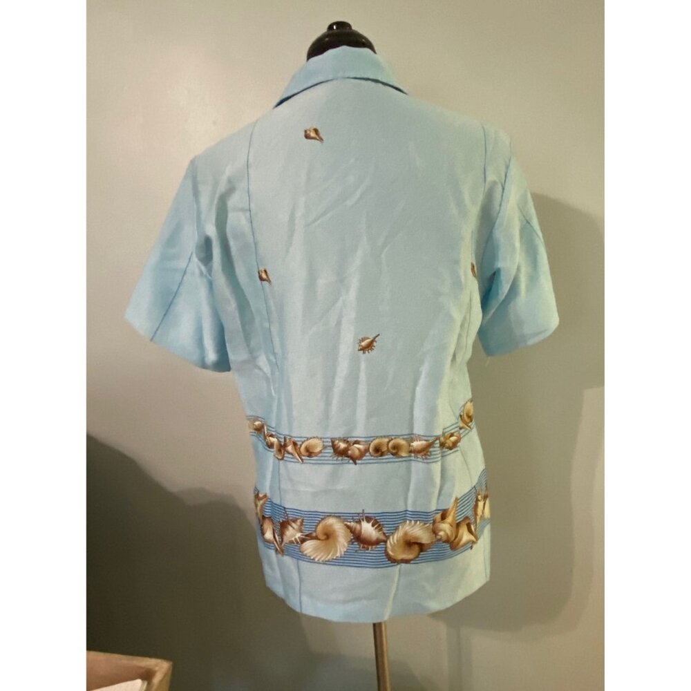 Vintage 1950s Mark Raysten Mens Malihini Light Blue Hawaiian Aloha Camp Shirt - Picture 4 of 4